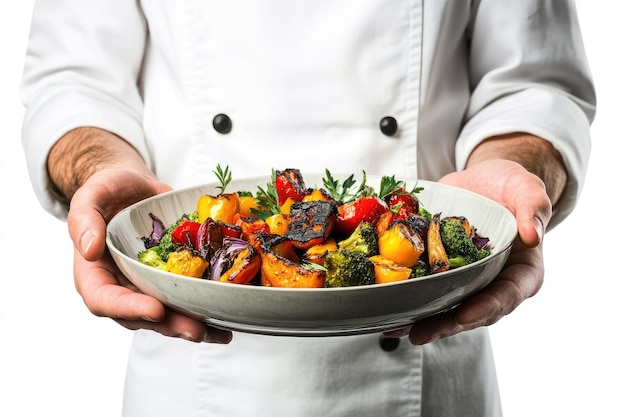 Kuchár ukazuje tanier